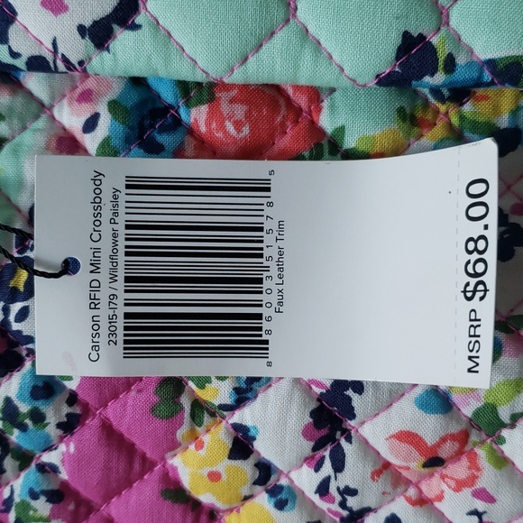 Vera Bradley Carson RFID Mini Crossbody Wildflower Paisley Retired Pattern - Picture 7 of 9